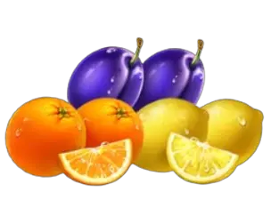 Pflaumen-, Orangen- und Zitronen-Symbole